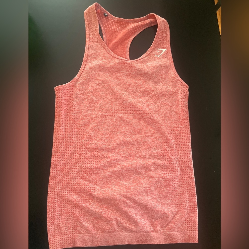Gymshark Womens Seamless Tank Top Pale Red Size XS/S Stretch Athletic Racerback